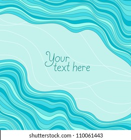 Beautiful blue waves. Abstract background. Vector illustration