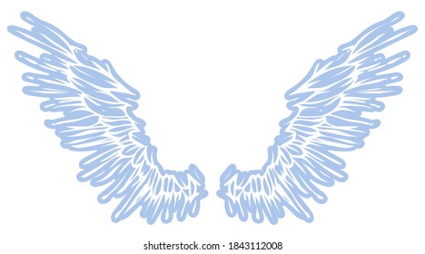 Beautiful blue white angel abstract wings, vector