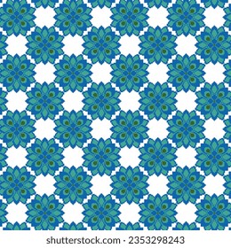 A beautiful blue and white floral pattern in intricate detail