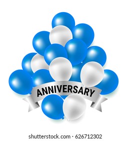 Beautiful blue and white party balloons for anniversary celebration