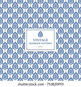 Beautiful blue and white seamless pattern. Traditional, Arabic, Turkish, Indian motifs. Great for fabric and textile, wallpaper, packaging or any desired idea.