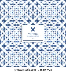 Beautiful blue and white seamless pattern. Vintage. Great for fabric and textile, wallpaper, packaging or any desired idea.