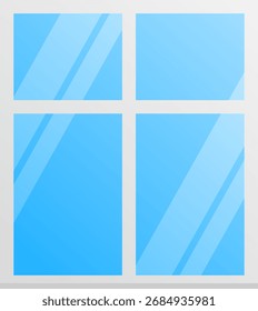 Hermosa ilustración de marco de ventana azul