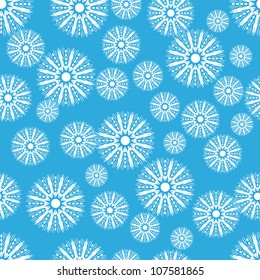 beautiful blue winter seamless structure with snowflakes . abstract vector background