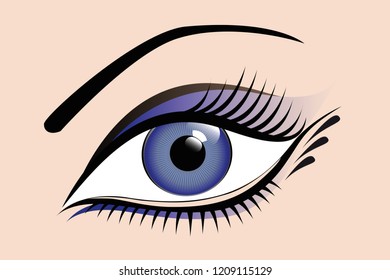 beautiful blue womens eye vector illustration EPS10