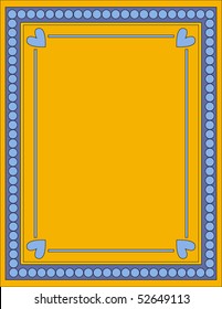Beautiful blue and yellow vector background with hearts