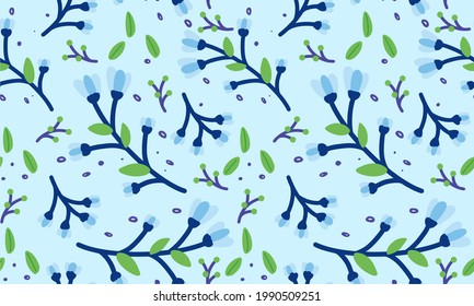 Beautiful Bluish Floral Pattern Vector