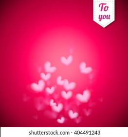 Beautiful  blur ping background with  Heart For valentine 's Day vector format eps10