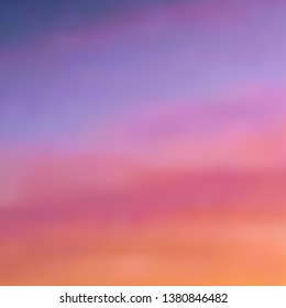 Beautiful blurred background in warm purple  pink   orange tones  sunset sky and light dusting the clouds  gradient  vector  Great as background for web pages  printed materials  advertising 