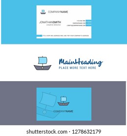 Beautiful Boat Logo and business card. vertical Design Vector