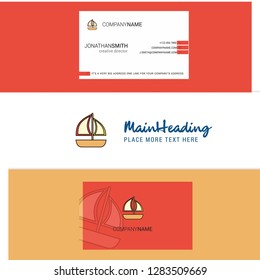 Beautiful Boat Logo and business card. vertical Design Vector