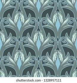 Beautiful bohemian arabesque seamless ornament. Baroque tattoo style pattern. Vintage ornate vector wallpaper, decorative vector art.