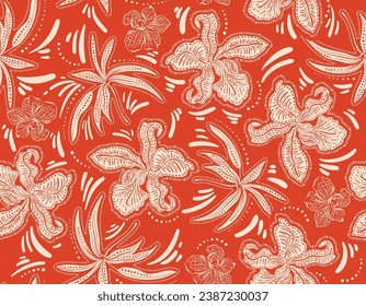 Beautiful Bohemian chic seamless pattern Hand drawn Floral and Botanical pattern Bali inspired ,Design for fashion , fabric, textile, wallpaper , wrapping and all prints