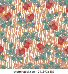 Beautiful Bohemian chic seamless pattern Hand drawn Floral and Botanical pattern Bali inspired ,Design for fashion , fabric, textile, wallpaper , wrapping and all prints
