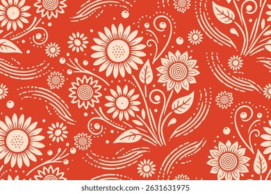 Beautiful Bohemian chic seamless pattern Hand drawn Floral and Botanical pattern Bali inspired ,Design for fashion , fabric, textile, wallpaper , wrapping and all prints