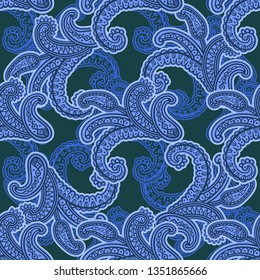 Beautiful bohemian floral paisley seamless ornament. Vintage ornate vector wallpaper, decorative vector art.