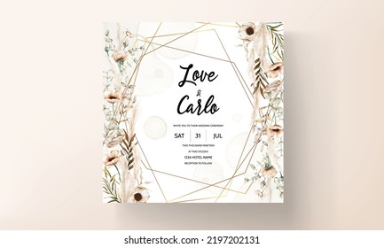 beautiful boho flower wedding invitation template