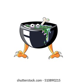 Beautiful boiler with a magic potion. Voodoo witch. Element for the game.- Stock Vector.