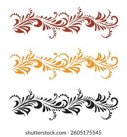 Beautiful border or ornament in the Old Russian style. Traditional Slavic, folk motif. Vector twigs, berries, flowers and leaves. For cards, fabric, textiles, clothing, packaging.
