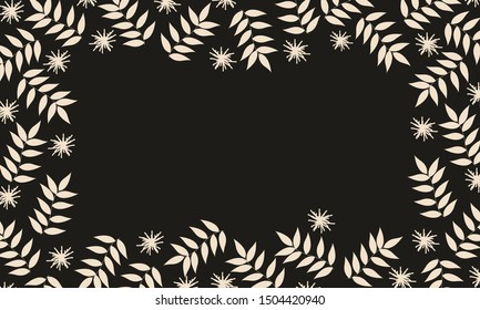 Beautiful border with White leaves background Vector
