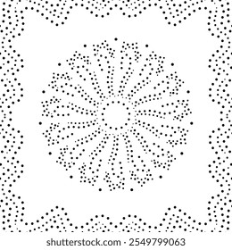 Bela bordada preta pontilhada abstrato padrão de design floral.  Pode ser usado como almofada, tecido, bordados, tapete, padrão de cortina ou para criar padrões repetitivos para papel de parede, embrulho de presente etc.