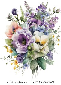Beautiful botanic flowers  bouquet, vector illustration 