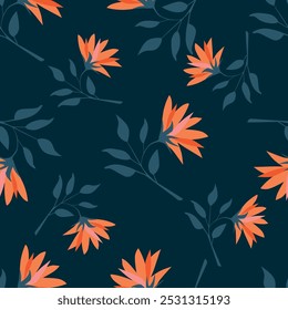 Beautiful botanical floral illustration allover repeat design for digital printing