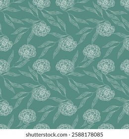 Beautiful botanical floral illustration allover repeat design for digital printing for all digital textile design