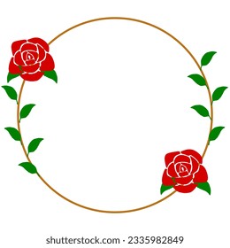 beautiful botanical frame. combinated of circle, leaves, and flower. suitable for wedding invitation, cards, logo design, posters template, birthday invitation. Elegant minimal style  vector isolated.