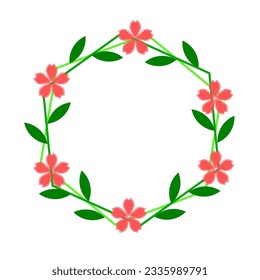 hermoso marco botánico. combinadas de círculo, hojas, flor. apto para invitación de boda, tarjetas, diseño de logotipo, plantilla de carteles, invitación de cumpleaños. Elegante vector de estilo mínimo aislado.