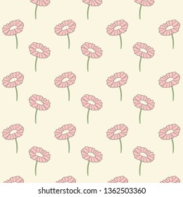 Beautiful Botanical Gerber Daisy. Repeating Floral Pattern.