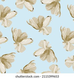 Beautiful botanical pattern with abstract tulip flowers, seamless pattern. A beautiful print for printing on fabric, wallpaper, designer prints.