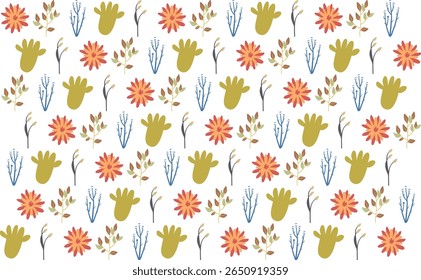Beautiful botanical pattern illustrations with a modern aesthetic, suitable for surface design, stationery, and textile use illustration
