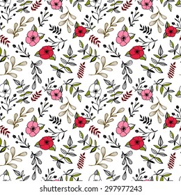 beautiful botanical seamless pattern - hand drawn vector illustration