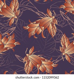 Beautiful botanical vector with flowers lily.Seamless pattern with with stylized flowers. Can be used for textile, stationary, backgrounds and wallpaper.