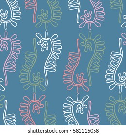 Beautiful botanical vector seamless pattern with wild  flowers. Abstract illustration with flowers.