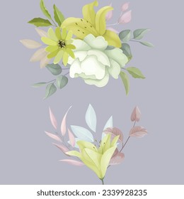 beautiful bouquet anemone flower and leaves