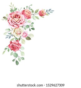 beautiful bouquet floral  and leaves template