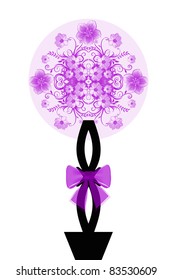 Beautiful bouquet of flower basket isolated on white background