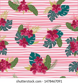 beautiful bouquet flower on pink background seamless pattern for print fabric