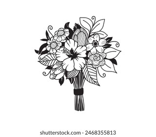 A beautiful bouquet of flowers is arranged on a pure white background.
