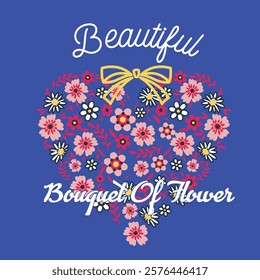 beautiful bouquet of flowers. girl graphic t shirt vector illustration design and other uses