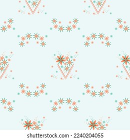 A beautiful bouquet of flowers on the background and also surrounded by flowers and wreaths, it is a seamless pattern that looks gorgeous, cute and charming.