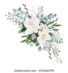 Beautiful Bouquet With Flowers Peony And Roses.. Watercolor. Vector Illustration. EPS 10
