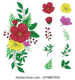 Beautiful bouquet of flowers presented in the form of premium vector, files can be edited for private and commercial use, please follow the portfolio thanks for following me.