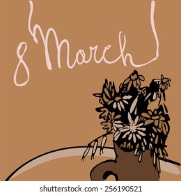 beautiful bouquet of flowers in a vase for women on March 8