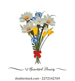 Beautiful bouquet of flowers in vector.