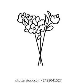 Beautiful bouquet with flowers vector flat element. Vector isolated sign. Digital illustration for web page, mobile app, promo.