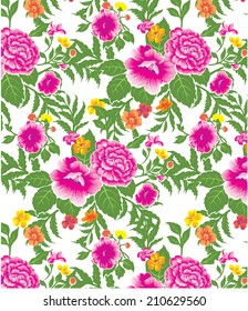 beautiful bouquet of pink flowers and green leaves lined.
