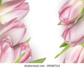 Beautiful bouquet of pink tulips. EPS 10 vector file included